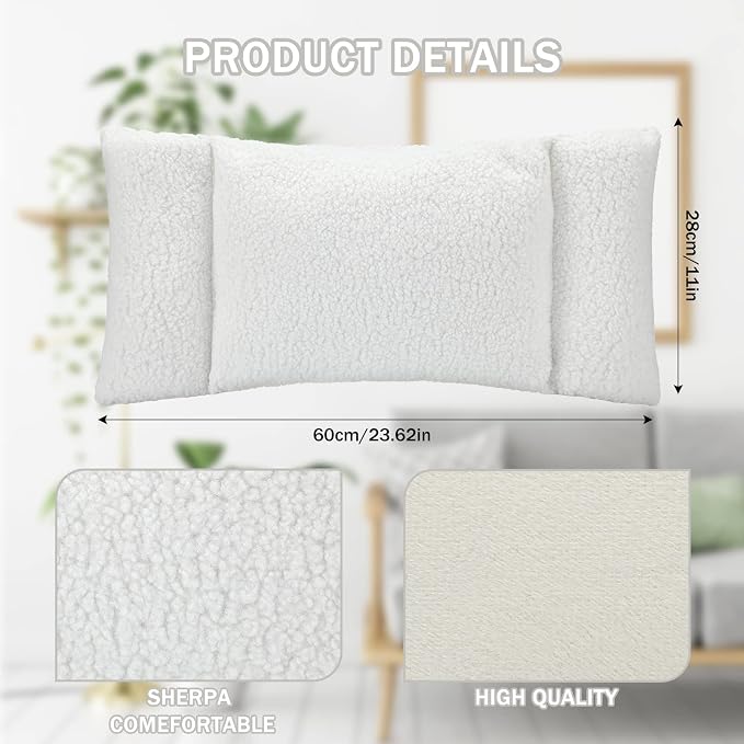 Queekay Fleece Lumbar Support Pillow 3 Section Back Pillow Office Chair for Back Support Comfortable Lumbar Cushion for Car Seat Pain Relief Sofa Rest(White) - Image 2