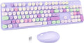 UBOTIE Colorful Wireless Keyboard and Mouse Combo (Purple-Colorful) | Retro Typewriter Floating Full-Sized Keys Computer Keyboard with Optical Mouse, 2.4GHz USB Connection for Windows Mac by UBOTIE