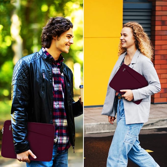Laptop Sleeve 15.6 inch, Durable Computer Carrying Bag Protective Case Briefcase Handbag with Front Pocket, Slim Laptop Cover for 15.6 Inch HP, Dell, Lenovo, Asus, Notebook, Wine Red - Image 7
