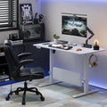 MALOL 47" x 24" Electric Standing Desk with Adjustable Footrest, White | Height Adjustable Computer Home Office Gaming Desk with 3 Memory Presets & Child Lock, Adjustable Feet, Cable Management by MALOL