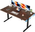 Agilestic 63*28 Inch Height Adjustable Electric Standing Desk, Dark Walnut | Sit Stand Up Computer Desk, Extra Wide desktop, Memory Presets, Stable Steel Frame,154 lbs, Easy Assembly, Splice Board by Agilestic