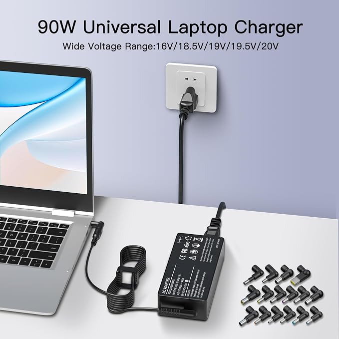 90W WENYAA Universal Laptop Charger Compatible with HP Dell Asus Lenovo Acer Sony Gateway Notebook Ultrabook AC Adapter Chromebook Power Supply Cord with 16 Tips - Image 2