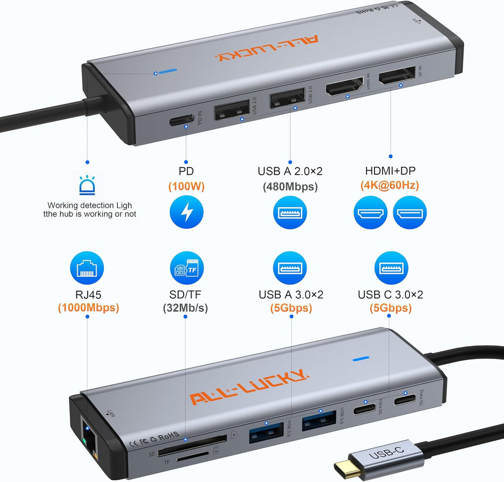 USB C Docking Station with Dual Monitor 4K HDMI & DisplayPort for Laptops - Image 2