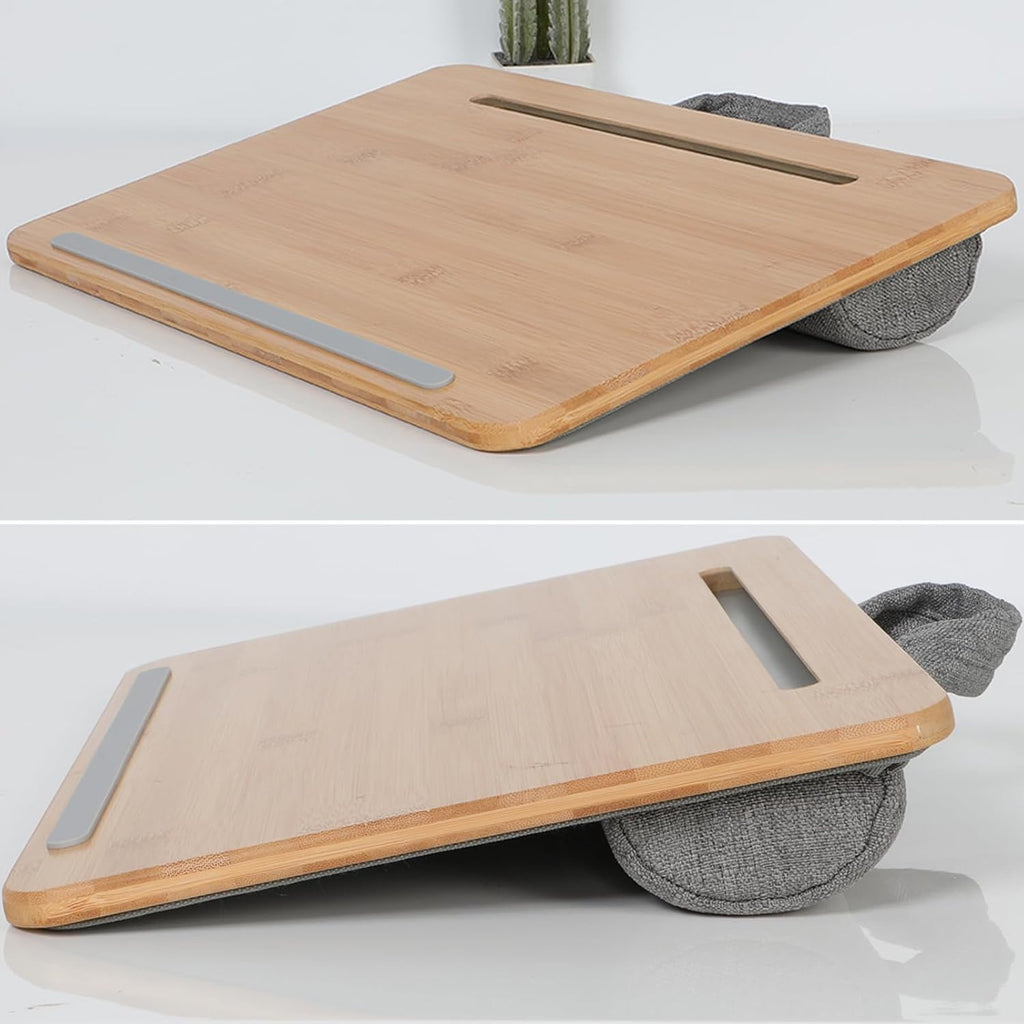 SUMISKY Portable Laptop Desk with Cushion and Phone Holder Bamboo Laptop Stand for Sofa Fits Up to 14 Inches - Image 5