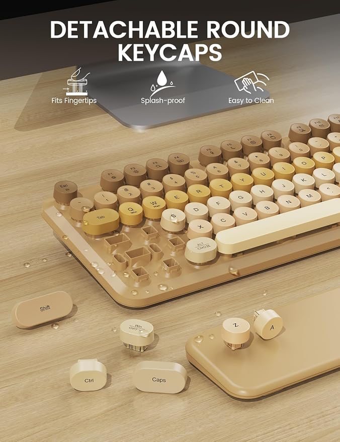 Wireless Keyboard and Mouse Combo, Cute Typewriter, Magnetic Wrist Rest | Full-Size, Round Keycaps, Smart Sleep Mode, 2.4GHz Stable Connection for Mac/Windows/PC, Office or Home, Trueque CK24 - Image 6