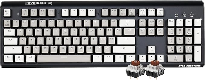 Hexgears GK735 Wired Full Size Mechanical Keyboard, Aluminum Housing Built for Gamers w/Kailh Box Brown Switch, White Backlit + Surrounded by RGB Light Strip, 104 Keys Gaming Keyboard for PC/Mac by HEXGEARS