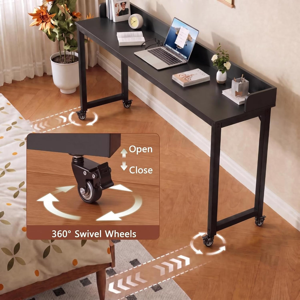 Clevich Overbed Table with Wheels, 16" D x 71" W x 41" H Mobile Bed Desk - Image 5