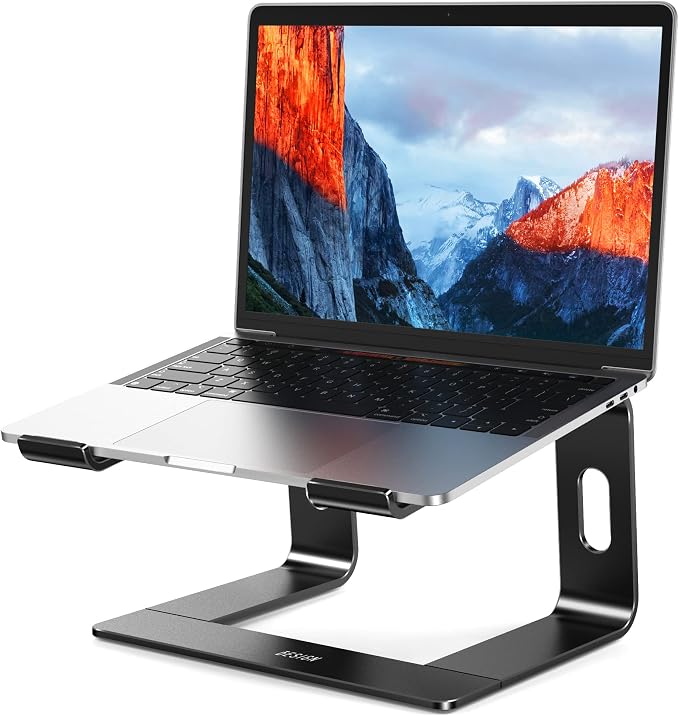 BESIGN LS03 Aluminum Laptop Stand, Ergonomic Detachable Computer Stand, Notebook Riser, Laptop Mount Compatible with Air, Pro, Dell, HP, Lenovo More 10-15.6" Laptops, Black by BESIGN