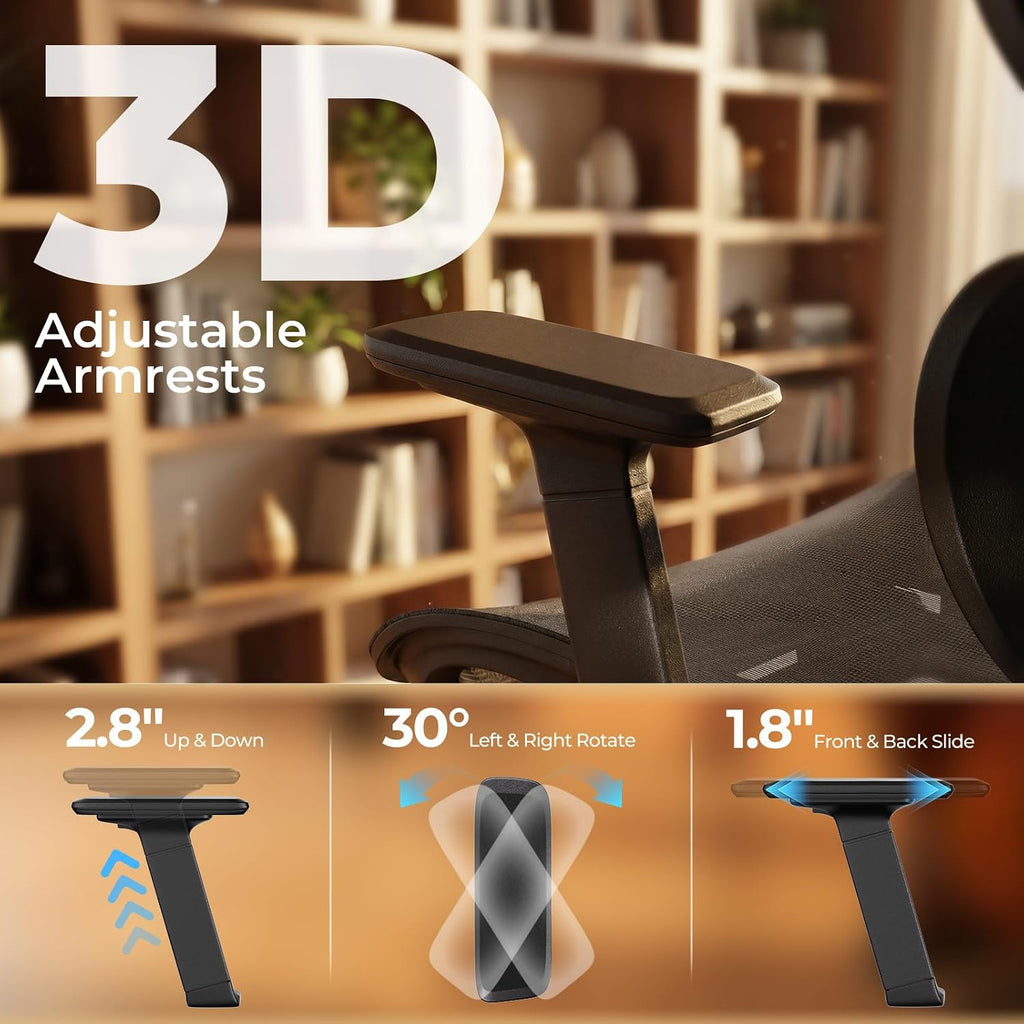 HLDIRECT Ergonomic Office Chair with Footrest, 135° Recline&Lumbar Support - Image 5