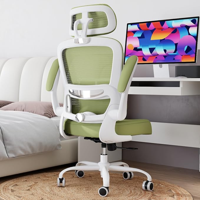 TRALT Office Chair Ergonomic Desk Chair - Gaming Chair with Lumbar Support | 330 LBS Home Office Desk Chairs with Headrest, Reading Chair with Flip-up Armrests, Comfortable Computer Chairs (1, Green) - Image 7