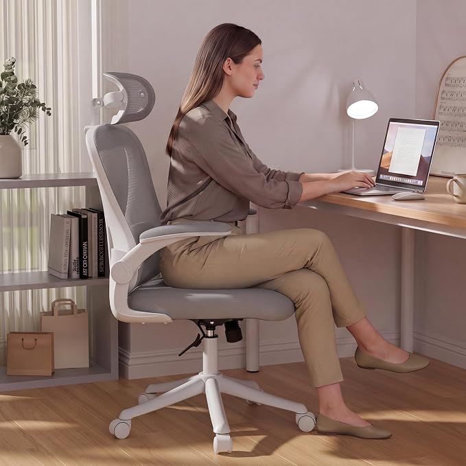Ergonomic Office Chair with Memory Foam Seat, Computer Desk Chair | 3.5" Memory Foam Cushion, 3D Adjustable Headrest, Lumbar Support, Flip-Up Armrests, Breathable Mesh, 330LBS Weight Capacity - Image 3