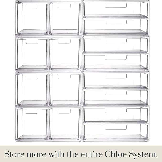 STORi Stackable Desk Drawer Organizer, Clear Pen Pencil Makeup Brush Holder for Desktops and Vanities, 4 Wide Drawers (Made in USA) - Image 8