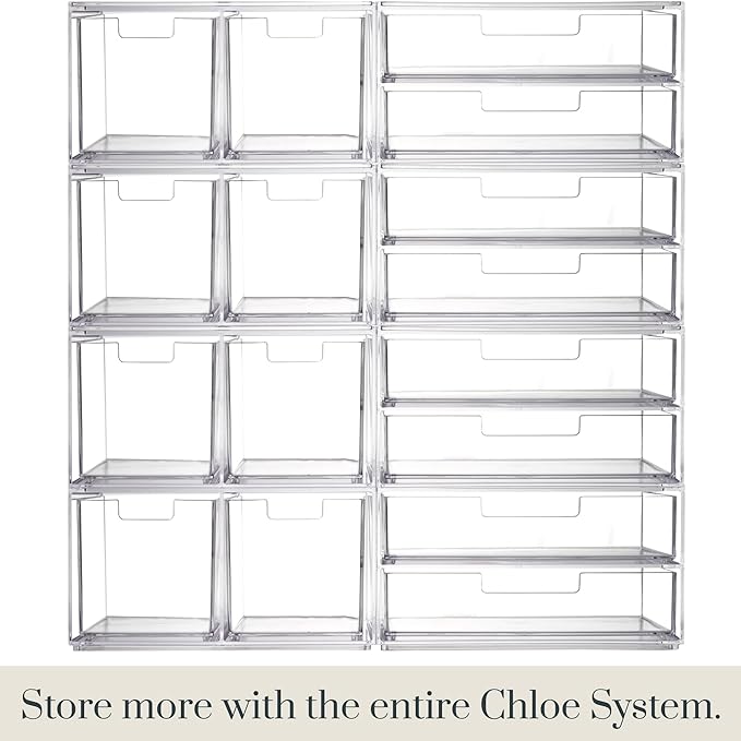 STORi Stackable Desk Organizer Drawers, Clear Pen Pencil Makeup Brush Holder for Desktops and Vanities, 4 Multi-size Drawers (Made in USA) - Image 8