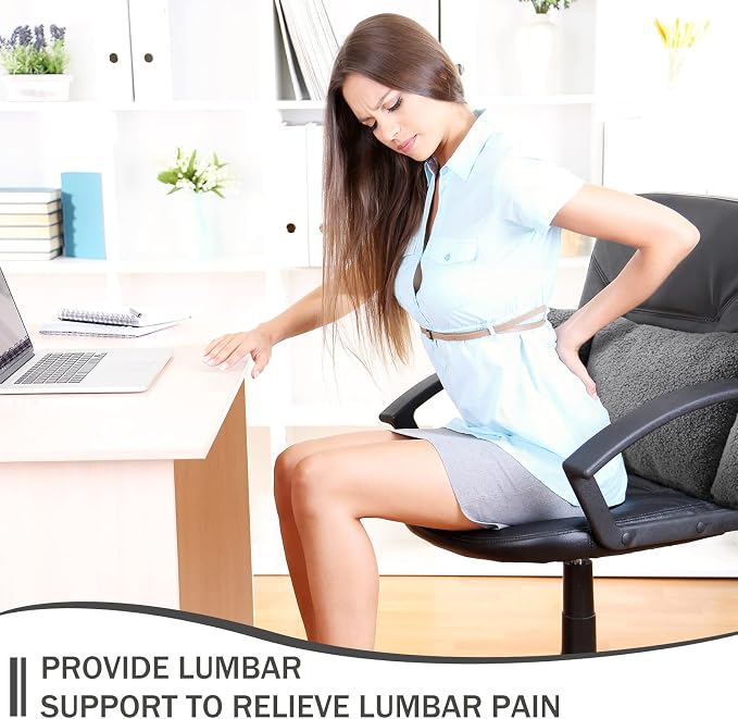 Queekay Fleece Lumbar Support Pillow 3 Section Back Pillow Office Chair for Back Support Comfortable Lumbar Cushion for Car Seat Pain Relief Sofa Rest(Gray) - Image 4