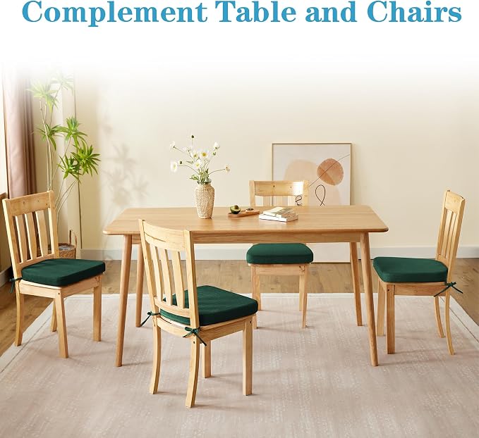 IASEAHK Chair Cushions for Dining Chairs Set of 6, Non Slip Kitchen Chair Pads, 17" x 16" x 2", Indoor Dining Chair Cushions with Ties, D-Shaped Seat Cushions for Kitchen Chairs, Dark Green - Image 6