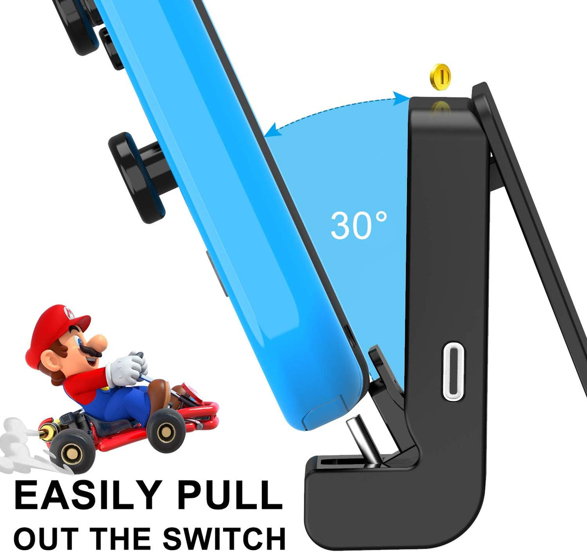 Switch Stand for Nintendo,Charging Dock for Switch 2 / Lite/OLED, Portable Adjustable Charging Stand for Nintendo with USB Type C Charger Port(Black) - Image 4