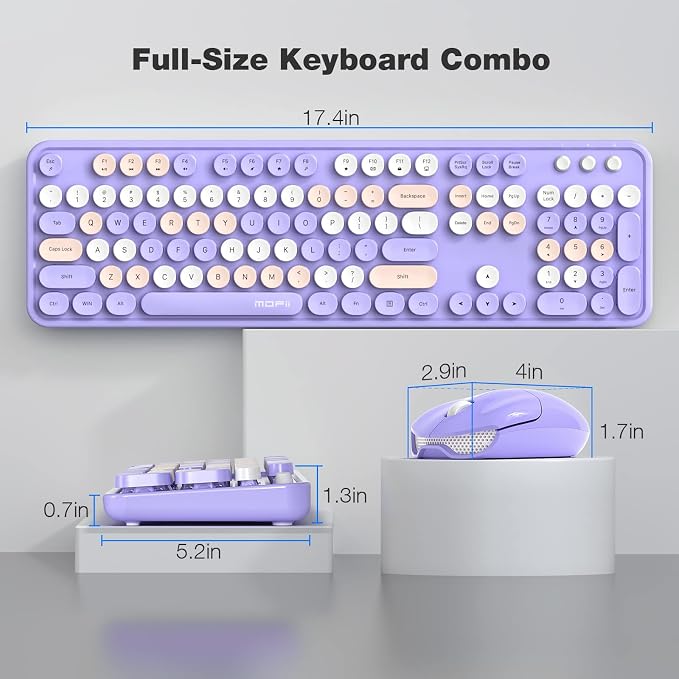 MOFII Wireless Keyboard and Mouse Combo Purple Colorful Full Size Round Key Typewriter Keyboards, 2.4G USB Keyboard Mice with 2-1 Nano Dongle for Computer Laptop PC Desktop Chromebook Smart TV - Image 7