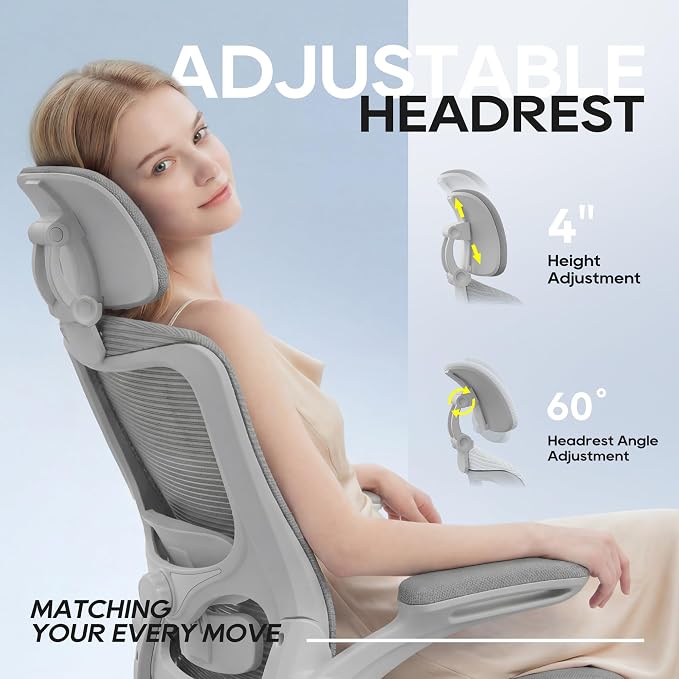 Ergonomic Office Chair for Long Hours, Adjustable Padded Lumbar Support for Lower Back Relief, 330 lb Capacity, Comfortable Computer Desk Chair for Home Office, Work & Study - Image 4