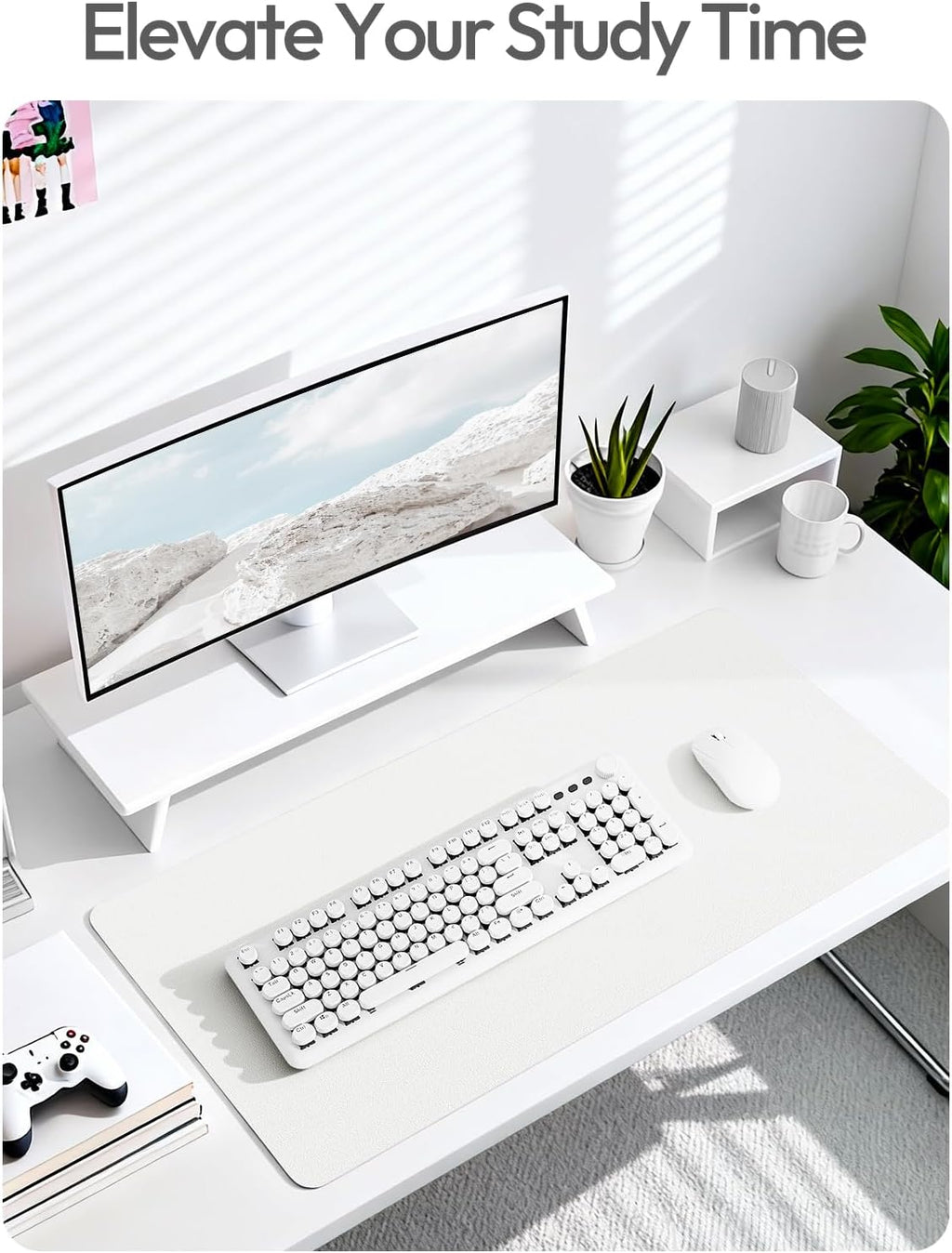 YSAGi Leather Desk Pad Protector, Office Desk Mat, Large Mouse Pad, Non-Slip PU Leather Desk Blotter, Laptop Desk Pad, Waterproof Desk Writing Pad for Office and Home (White,55" x 24") - Image 7