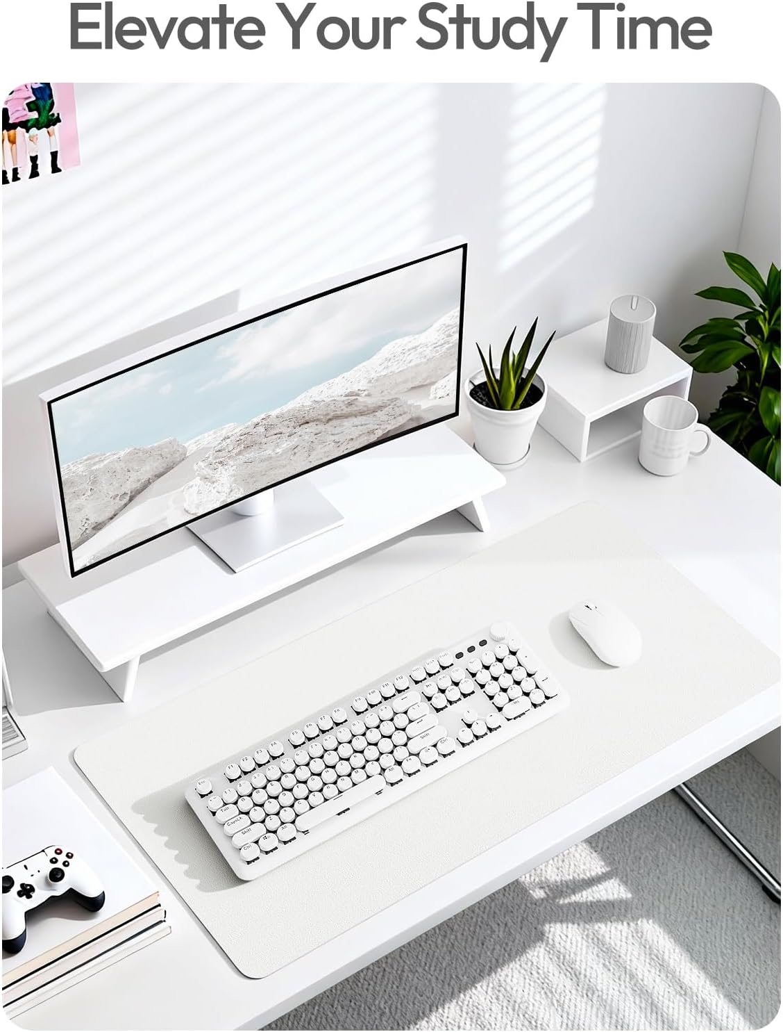 YSAGi Leather Desk Pad Protector, Office Desk Mat, Large Mouse Pad, Non-Slip PU Leather Desk Blotter, Laptop Desk Pad, Waterproof Desk Writing Pad for Office and Home (White,55" x 24") - Image 7