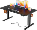 Huuger Electric Standing Desk with Power Outlets and USB-C Port, 55 X 24 Inch Height Adjustable Desk, Sit Stand Desk for Home Office, Computer & Gaming Desk with 4 Presets, Carbon Black by Huuger