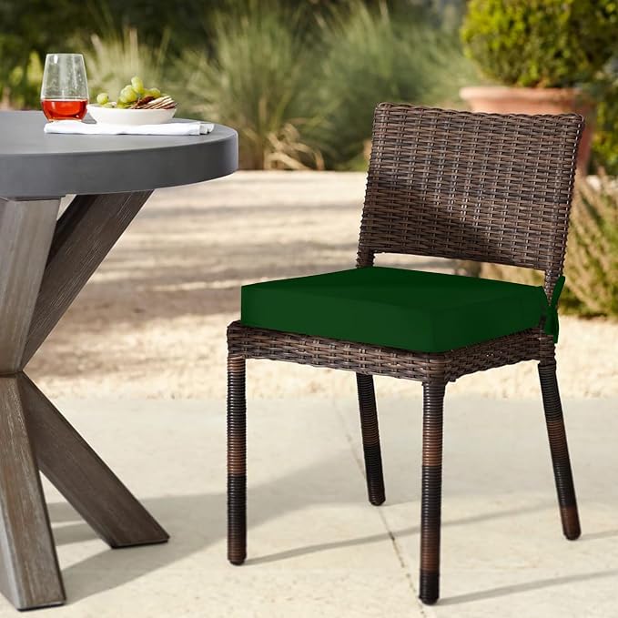 downluxe Waterproof Outdoor Chair Cushions for Patio Furniture, 22" x 22" x 3" Patio Chair Cushion with Non-Slip Ties & Portable Handle, Forest Green, 2 Pack - Image 7