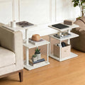 Swivel Side Table for Couch Arm, Adjustable C End Table for Recliner or Bed, Tv Trays with Storage Shelf for Small Spaces Small Nightstand Table for Living Room, Bedroom，2pc by Faesun