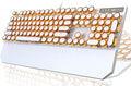 Camiysn Typewriter Style Mechanical Keyboard, Retro Punk Gaming Keyboard with Gold LED Backlit, Cute Wired Keyboards,104 Keys Full Size Keyboards, Uique Round Keycaps for Windows/Mac/PC(White&Gold) by Camiysn