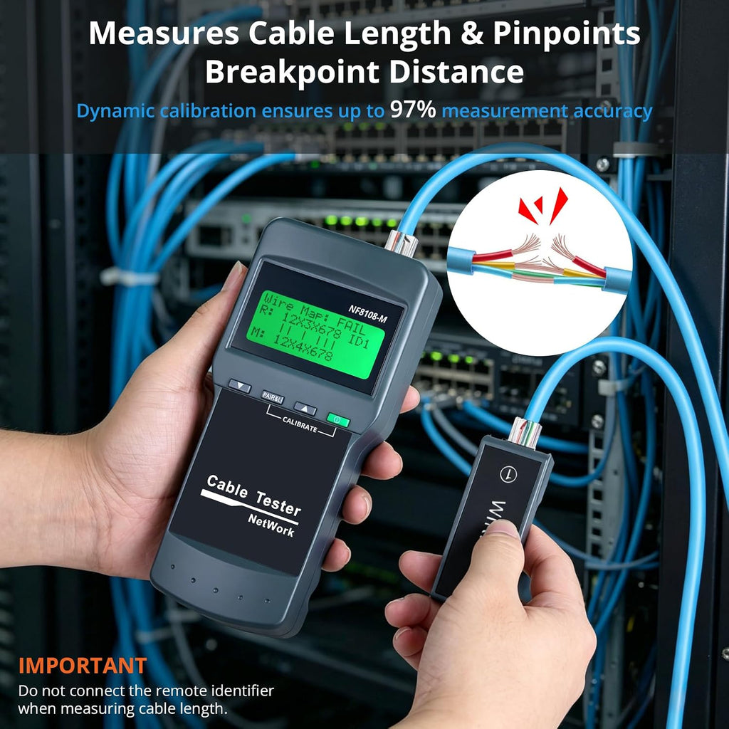 RJ45 Network Cable Tester Kit with 8 Remote Units, LAN Ethernet Length Meter for Cat5/Cat5e/Cat6/Cat6e Cables - Locate Breakage Point, Length Measurement & Continuity Checking - Image 5