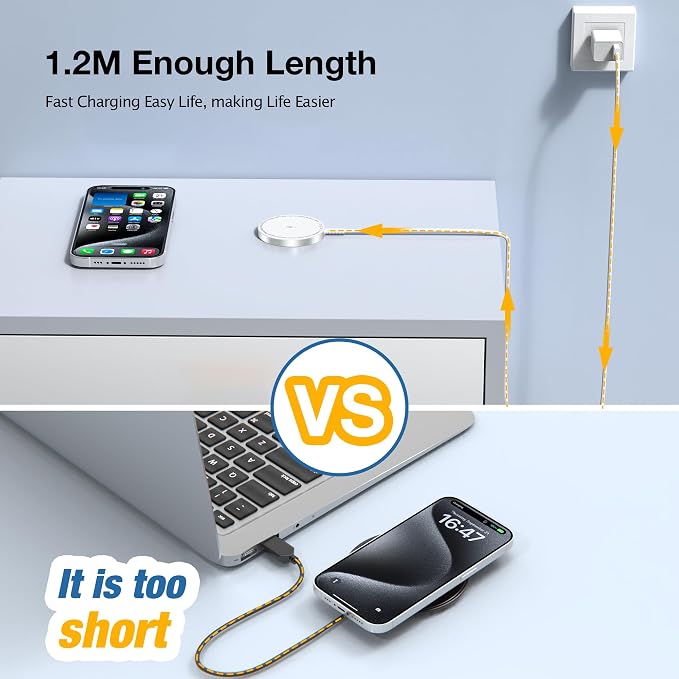 MagSafe Charger 2 Pack: Magnetic Wireless Charge iPhone 17-12 & AirPods | Strong Magnet Charging Pad, with Dual USB C to A Converters, Ultra-Thin & Portable, Ideal for Home Office & Travel, White - Image 7