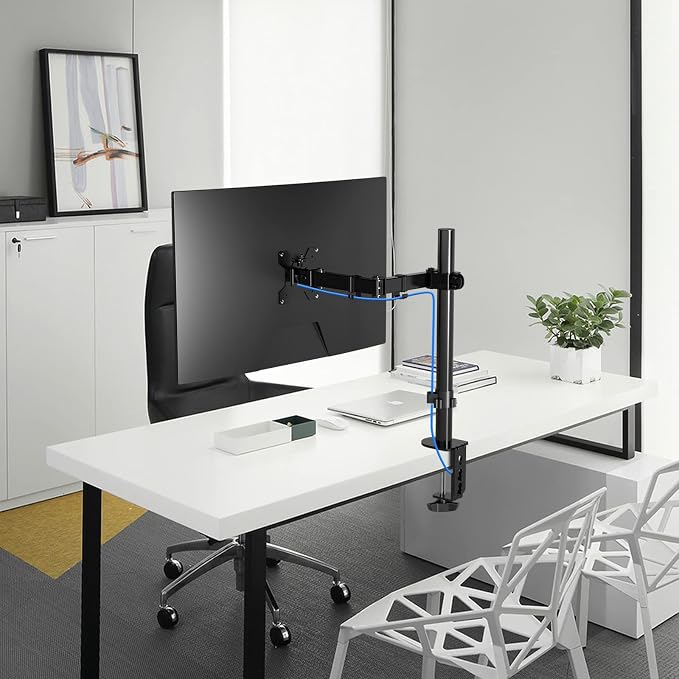 Pholiten Single Monitor Arm Desk Mount, Holds Screens up to 32 inch,Holds Up to 22lbs,Fully Adjustable Stand with C-Clamp and Grommet Base,100x100 Vesa Monitor Stand | Holds Screens up to 32 inch, Holds Up to 22lbs, Fully Adjustable Stand, C-Clamp and ... - Image 7