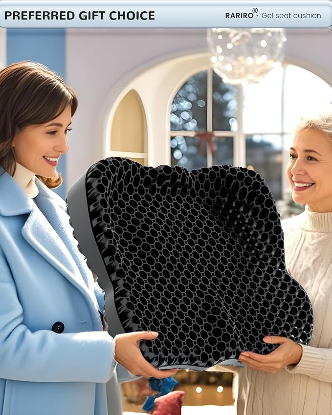 Breathable Honeycomb Gel Seat Cushion, Pressure Relief Cushion Long Sitting | Office Chair Pad, Car, Wheelchair, Home, Ergonomic Seat Cushion, Thickened 16.9*14.5*2.75in, Black - Image 9