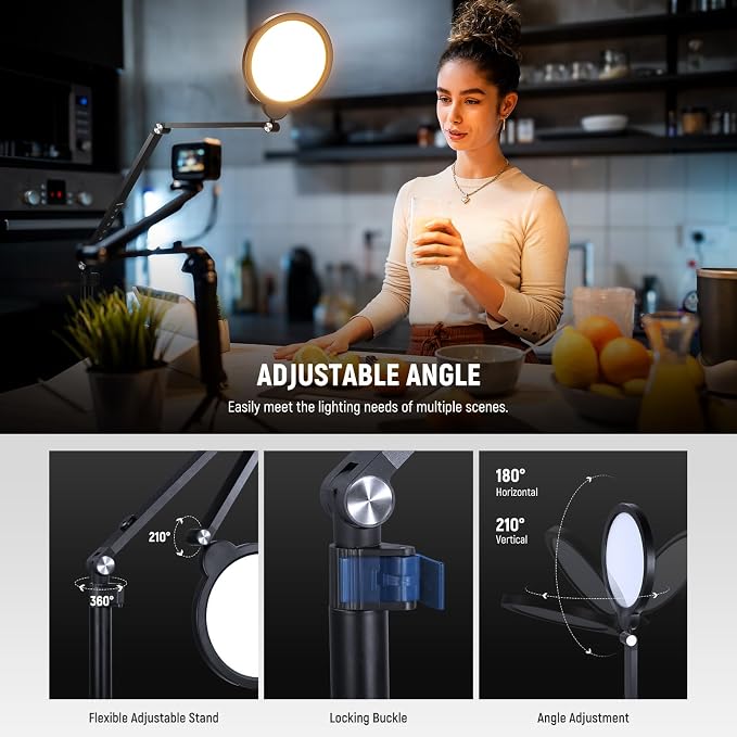 NEEWER Basics 18W 7" Desktop Ring Light with Stand for Desk, Video Conference Streaming Recording Makeup Selfie Computer Laptop Zoom Lighting, Full Screen LED Circle Ringlight with Arm & C Clamp, R18 - Image 5