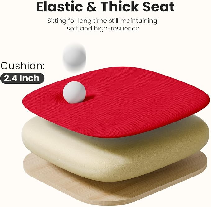 DUMOS Ergonomic Office Chair, Mid-Back Executive Desk Chair 2 Pack | Comfortable Lumbar Support, Breathable Backrest, Fixed Armrest, Height Adjustable, 360° Swivel, Computer Gaming, Red - Image 6