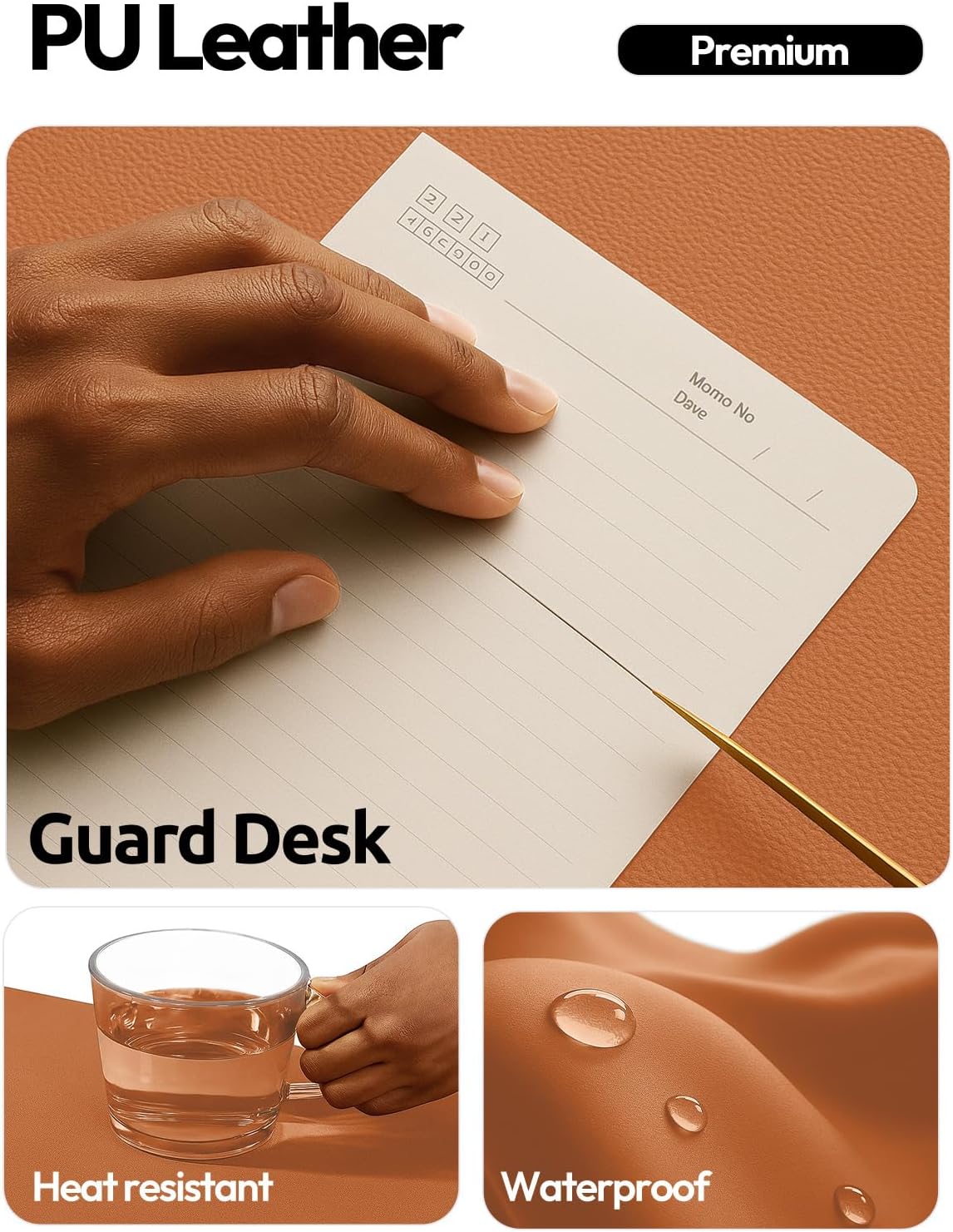 YSAGi Desk Protector&Blotter, Non-Slip Waterproof Leather Mouse Pad - Image 3