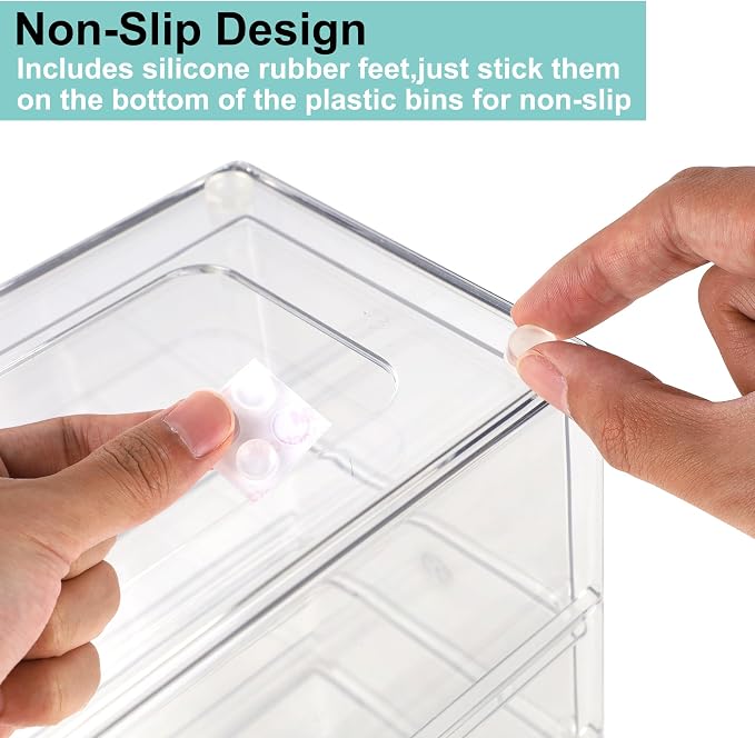 Prsildan Stackable Desk Organizers with 20 Drawers, Craft Storage Drawer | Anti-slip Clear Acrylic Teacher Toolbox, Makeup Vanity Organizer for Nail, Bathroom Kitchen Office Organization, 6 Pack - Image 6
