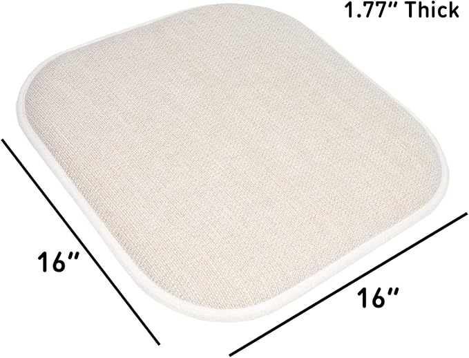 Sweet Home Collection Chair Cushion Memory Foam Pads Honeycomb Pattern Slip Non Skid Rubber Back Rounded Square 16" x 16" Seat Cover, 2 Pack, Alexis Linen/Beige - Image 4