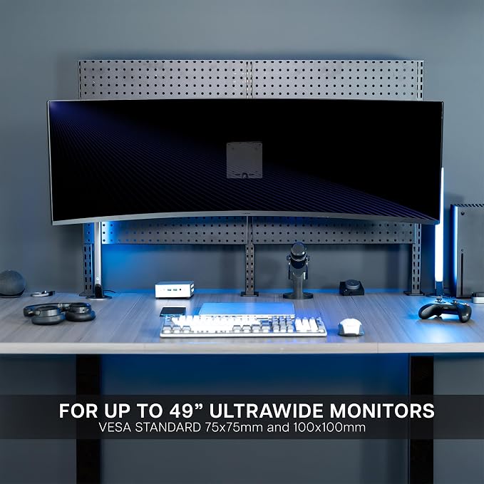 VIVO Articulating Ultrawide Monitor Pegboard Mount, Fits Screens up to 49 inches and Peg Boards up to 0.25 inches Thick with 1 inch Hole Spacing, Black, MOUNT-PB1U - Image 6