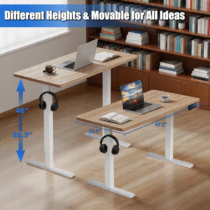 Whole Piece Standing Desk with Wheels Adjustable Height - Mobile Stand up Desk with Lockable Casters, Portable Sit Stand Desk Electric for Home & Office Workstation - Image 2
