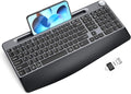 GAMCATZ Ergonomic Wireless Keyboard with Wrist Rest-Low-Profile,Phone/Tablet Holder,Quiet Design，Windows & Mac OS，Full Size Cordless USB Computer Keyboard for Desktop,Laptop, PC, Mac, Windows-Black by WirelessKeyboardAndMouse