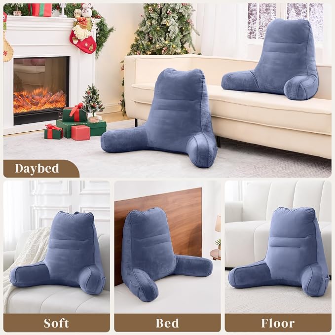 Sasttie Reading Pillow for Bed, Back Pillow for Sitting Up, Grey Purple | 21" Backrest Support Cushion for Couch, Sofa, and Floor, Dorm Essentials, OEKO-TEX, Adjustable Down Alternative Fill - Image 7