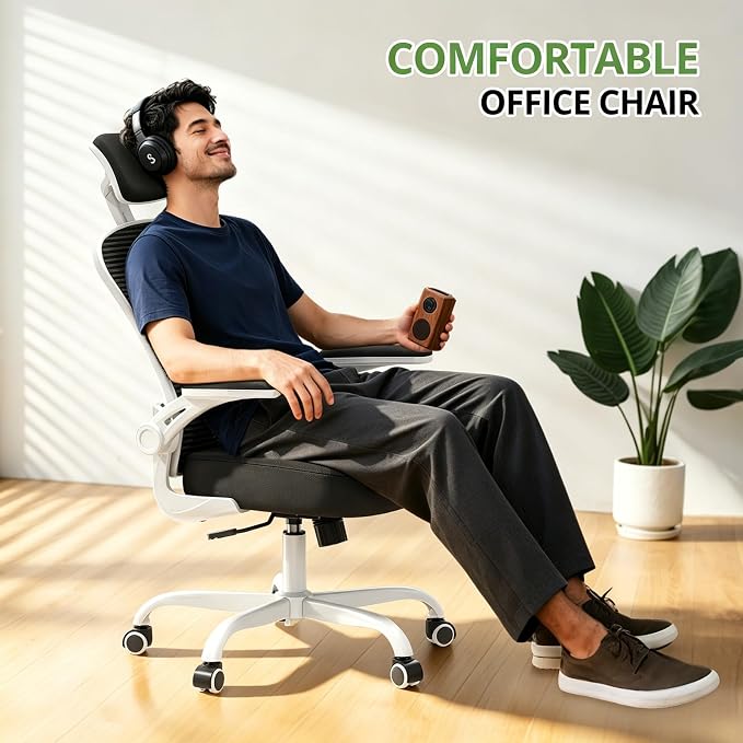 Office Chair|330LBS Capacity Ergonomic Desk Chair | High Back Computer Chair,Long Hours Comfortable,Rolling Swivel,Flip-up Armrests,Home Office - Image 7