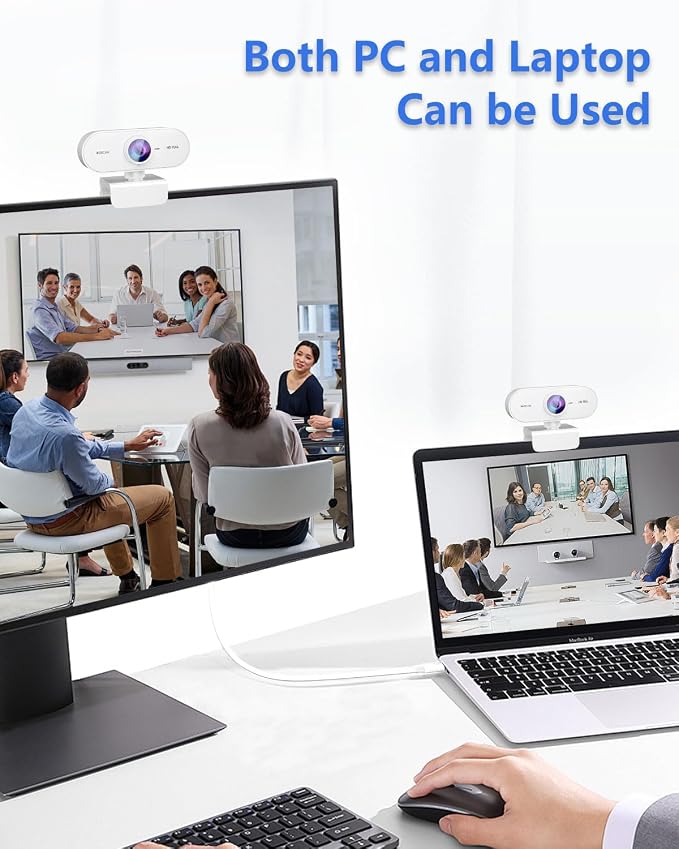 Webcam for pc with Microphone,Full HD 1080P White Streaming Web Cam for Mac Laptop, Mini USB C External Clip Computer Camera for Desktop,Cheap Facecam for Video Conference,Gaming Skype Meeting - Image 5