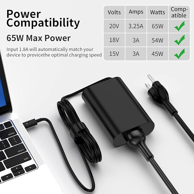 65W 45Watt USB C Charger Compatible with Dell Latitude 5520 5420 5320 5430 7420 7390 7320 7400 XPS 13 15 Chromebook 3100 Computer Fast Charging Type C Power Supply Cord - Image 6