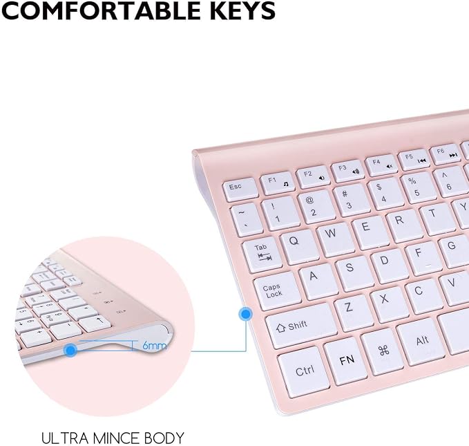 cimetech Wireless Keyboard and Mouse Combo, Compact Full Size Wireless Keyboard and Mouse Set 2.4G Ultra-Thin Sleek Design for Windows, Computer, Desktop, PC, Notebook, Laptop - Pink - Image 2