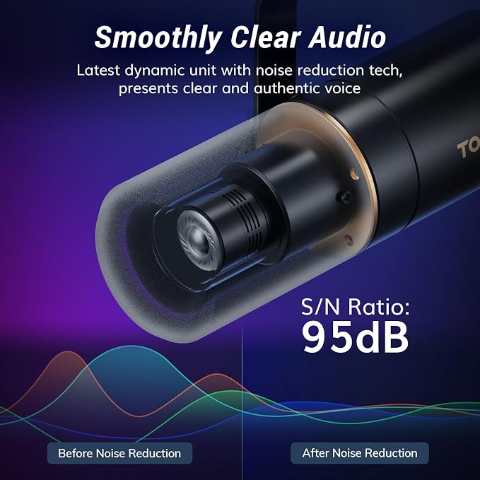 TONOR Dynamic Podcast Microphone Kit, Audio Interface and XLR/USB Mic for Podcasting, Recording, XLR Cardioid Studio Mic with Quick Mute, 3.5mm Jack, Volume Control, Microfono with Boom Arm, Black, E7 - Image 4