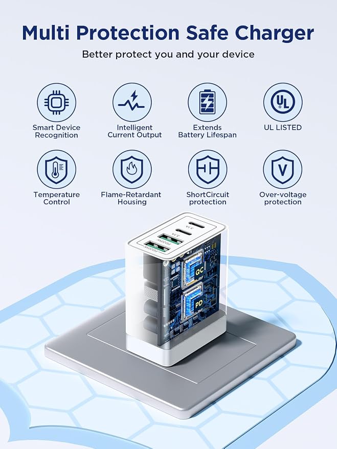 Aioneus USB C Charger Block, 40W Fast Charging Block Type C Charging Block 4-Port Dual Port PD+QC Wall Charger Head Cube for iPhone 17 16 15 14 13 12 11 Pro Max XS, iPad, Samsung Phone, Tablet - Image 4