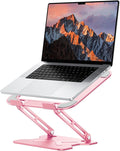 JCZT Adjustable Laptop Stand for Desk, Metal Foldable Laptop Riser, Pink | Ergonomic Portable Laptop Stand, Ventilated Cooling Computer Notebook Holder for MacBook Air Pro, All 10-16'' Laptops by JCZT
