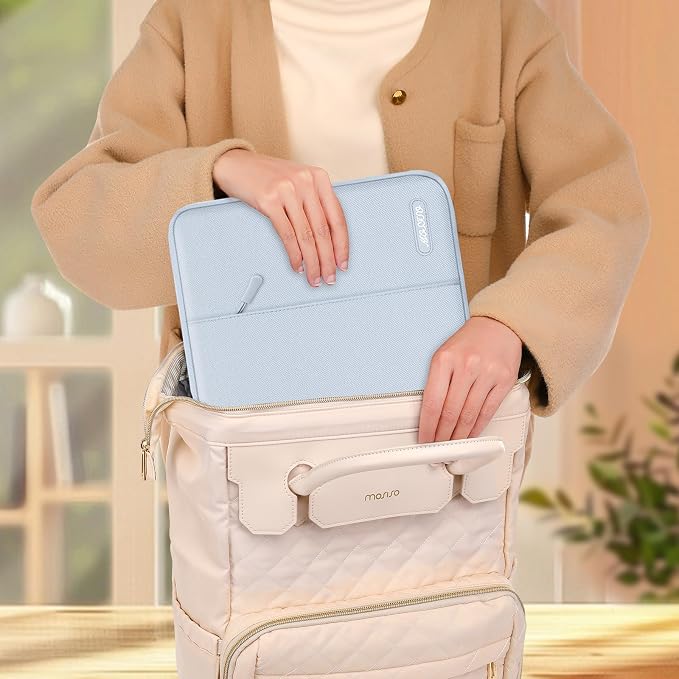 MOSISO Laptop Case 15 inch, Laptop Sleeve Bag with Pocket | Compatible with MacBook Air 15 inch M5 M4 M3 M2 2026-2023, Dell XPS, Polyester Vertical Computer Bag, Baby Blue - Image 8