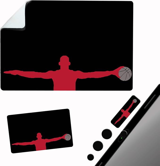 Mouse Pad Adhesive Bottom - Sticks to Any Surface - Portable - Webcam Covers and Screen Cleaner Included (Basketball) by GeckoTravelTech